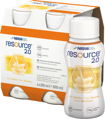 Nestlé Resource 2.0 Preparat odżywczy w płynie smak waniliowy 800 ml (4 x 200 ml)