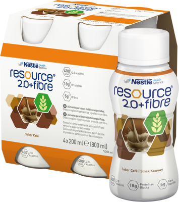Nestlé Resource 2.0+Fibre Preparat odżywczy w płynie smak kawowy 800 ml (4 x 200 ml)