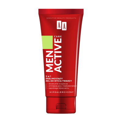 AA Men Active Care 3w1 Peelingujący żel do mycia twarzy 150 ml
