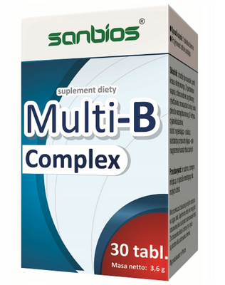 Sanbios Multi-B Complex Witaminy B1 B2 B3 B5 B6 B7 B9 B12 30 tabletek