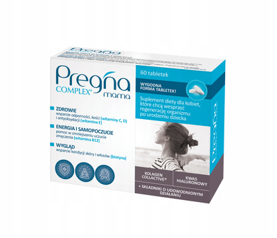 Pregna COMPLEX Mama witaminy dla mam 60 tabletek i Oillan balsam do ciała 200 ml
