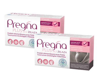 Pregna Plus bez żelaza dla kobiet w ciąży ZESTAW 2 x 30 kapsułek