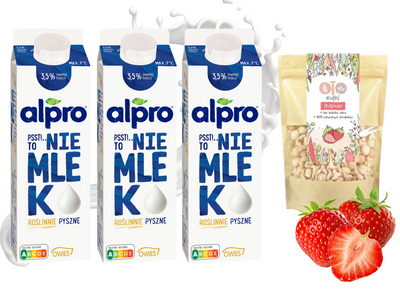 Alpro Psst! To nie mlek Napój owsiany 3,5 % ZESTAW 3 x 1 L + Otolandia płatki śniadaniowe 110 g