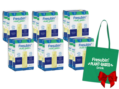 Fresubin® Plant Based, smak waniliowy, ZESTAW 24 x 200 ml. Żywność specjalnego przeznaczenia medycznego. FORMUŁA WEGAŃSKA bez białka mleka i laktozy, bez glutenu + TORBA GRATIS!