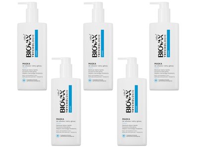 BIOVAX Trychologic Maska do włosów ŁUPIEŻ, OCZYSZCZANIE SKÓRY GŁOWY ZESTAW 5 x 200 ml