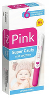 Pink Test ciążowy strumieniowy super czuły 1 sztuka USZKODZONY KARTONIK