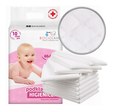 Bocioland Podkłady jednorazowe DO PRZEWIJANIA 60 x 90 cm 10 sztuk