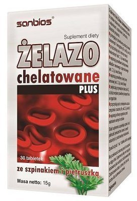 SANBIOS Żelazo chelatowane Plus 30 tabletek