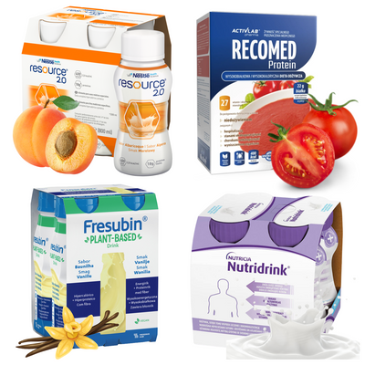 Nutridrink, Fresubin, Resource i Recomed zestaw degustacyjny RÓŻNE MARKI