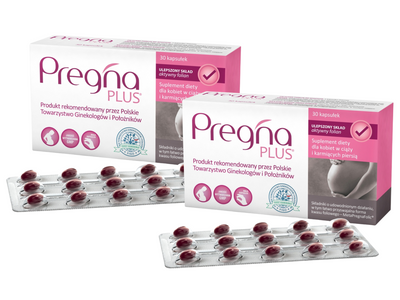 Pregna PLUS dla kobiet w ciąży i karmiących piersią ZESTAW 2 x 30 kapsułek