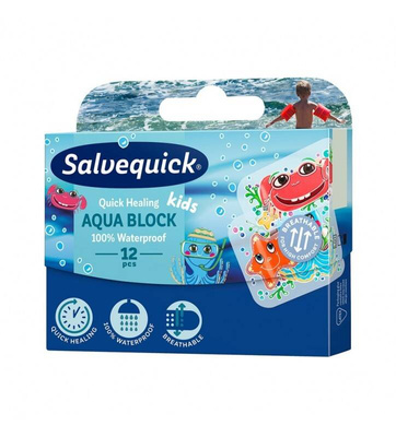 SALVEQUICK Kids plastry dla dzieci Aqua Block 12 sztuk