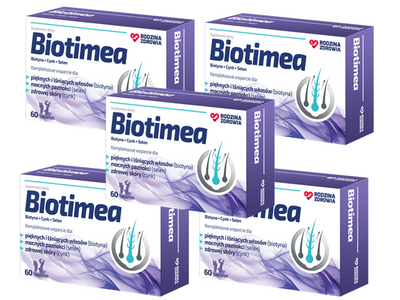 Rodzina Zdrowia Biotimea BIOTYNA CYNK SELEN PIĘKNE WŁOSY ZESTAW 5 x 60 tabletek