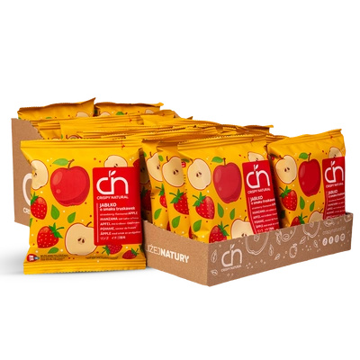 Crispy Natural Jabłko o smaku truskawek suszone chipsy z jabłek ZESTAW 24 x 18 g