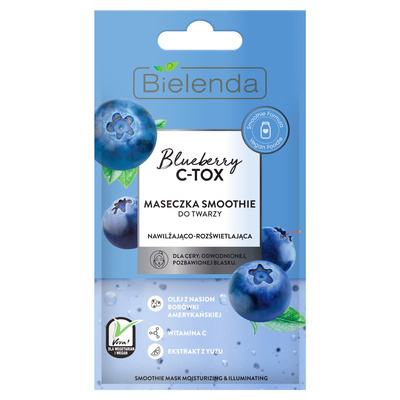 Bielenda blueberry c-tox maseczka smoothie do twarzy nawilżająco-rozświetlająca 8g