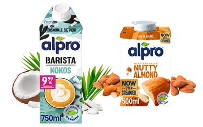 Alpro Barista Kokos 750 ml + Alpro migdałowe 500 ml ZESTAW mleka roślinne do kawy