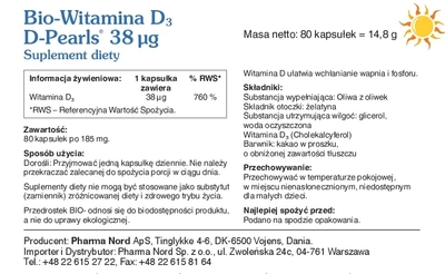 Pharma Nord Bio-Witamina D3 D-Pearl odporność 80 kapsułek