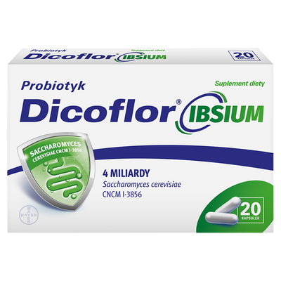 Dicoflor Ibsium dla dzieci dorosłych probiotyk jelito drażliwe 20 kapsułek 2 + 1 GRATIS + podkładka 5 w 1 GRATIS!