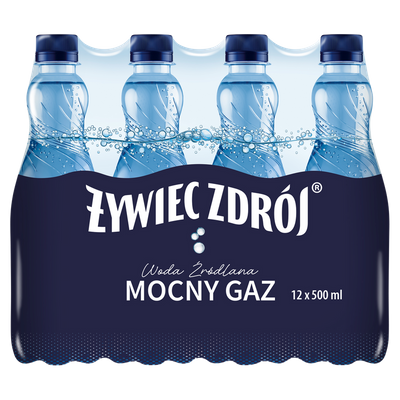 Żywiec Zdrój Mocny Gaz Woda źródlana ZESTAW 12 x 500ml