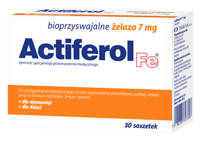 Actiferol Fe 7mg Suplement diety zawierający żelazo 30sasz
