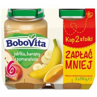 BoboVita Jabłka, banany i pomarańcze po 6. miesiącu 2x190g