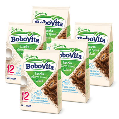 BoboVita Kaszka mleczno-ryżowa kakaowa po 12 miesiącu ZESTAW 5x230g