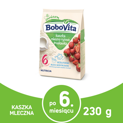 BoboVita Kaszka mleczno-ryżowa truskawka po 6 miesiącu 230g