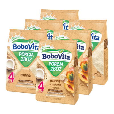 BoboVita Porcja Zbóż Kaszka mleczna manna b/c po 4. miesiącu ZESTAW 5x210g